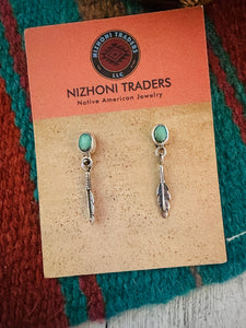 Navajo Turquoise & Sterling Silver Feather Earrings