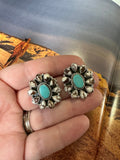 “Free Spirit” Nizhoni’s Wild Horse & Turquoise Sterling Silver Cluster Earrings