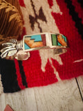 Navajo Sterling Silver & Multistone Inlay Cuff Bracelet