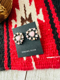 Navajo Sterling Silver & Queen Pink Conch Cluster Heart Earrings