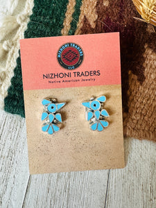 Zuni Sterling Silver & Turquoise Thunderbird Post Earrings