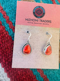 Navajo Sterling Silver Apple Coral Teardrop Earrings