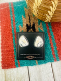 Navajo White Buffalo & Sterling Silver Post Earrings