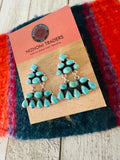 Handmade Turquoise & Sterling Silver Chandelier Dangle Earrings Signed Nizhoni