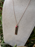 “The Golden Collection” HOWDY Handmade Hot Pink Fire Opal Rose Gold Plated Bar Charm Necklace