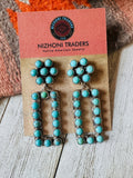 Navajo Turquoise & Sterling Silver Cluster Dangle Earrings