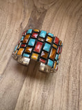 Handmade Multi Stone & Sterling Silver Cuff Bracelet