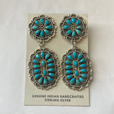 “The Girl Power” Navajo Sterling Silver Turquoise Dangle Earrings