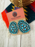 Navajo Sleeping Beauty Turquoise & Sterling Silver Cluster Post Earrings