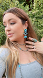 Navajo Turquoise and Sterling Silver Dangle Earrings Signed C Yazzie