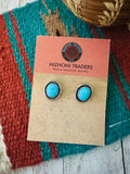 Navajo Sleeping Beauty Turquoise and Sterling Silver Stud Earrings