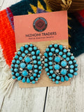 Navajo Sleeping Beauty Turquoise & Sterling Silver Cluster Post Earrings