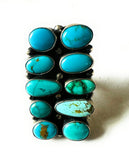 Navajo Sterling Silver & Kingman Turquoise Ring Size 10