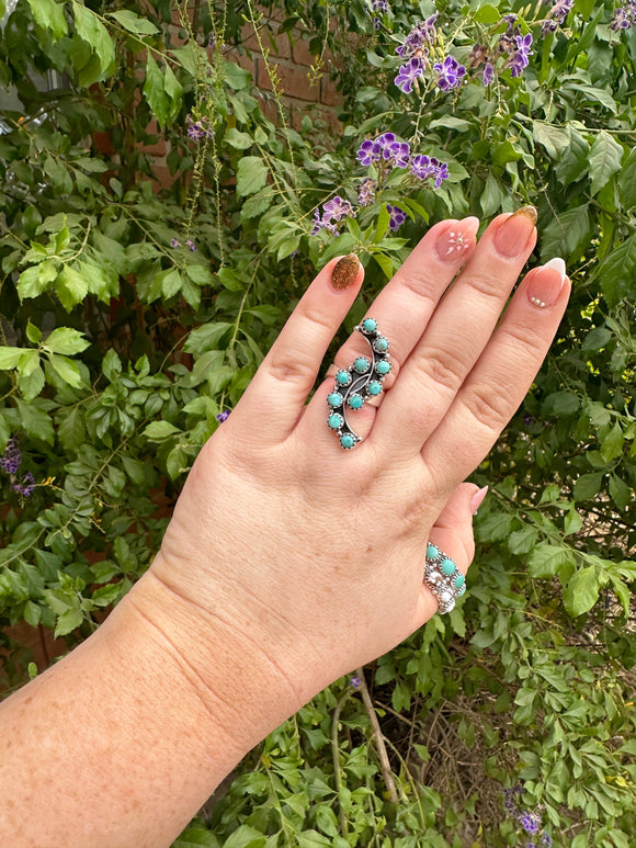 “Turquoise Twister” Beautiful Handmade Turquoise And Sterling Silver Adjustable Ring