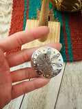 Navajo Sterling Silver Hand Stamped Concho Adjustable Ring