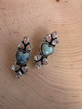 Handmade Golden Hills Turquoise, CZ and Sterling Silver Post Earrings