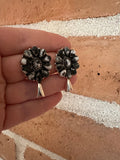 Handmade White Buffalo and Sterling Silver Blossom Earrings