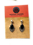 Handmade Black Onyx & Sterling Silver Dangle Earrings Signed Nizhoni