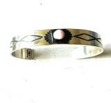 Navajo Queen Pink Conch Shell & Sterling Silver Cuff Bracelet