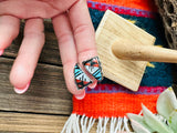 Zuni Sterling Silver & Multi Stone Inlay Adjustable Ring