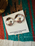 Navajo Hand Stamped Sterling Silver Concho Post Earrings