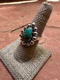 Handmade Natural Turquoise And Sterling Silver Adjustable Ring