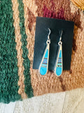 Navajo Sterling Silver & Multi Stone Inlay Dangle Earrings