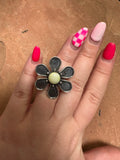 Palomino Flower Beautiful Handmade Palomino Turquoise And Sterling Silver Adjustable Ring