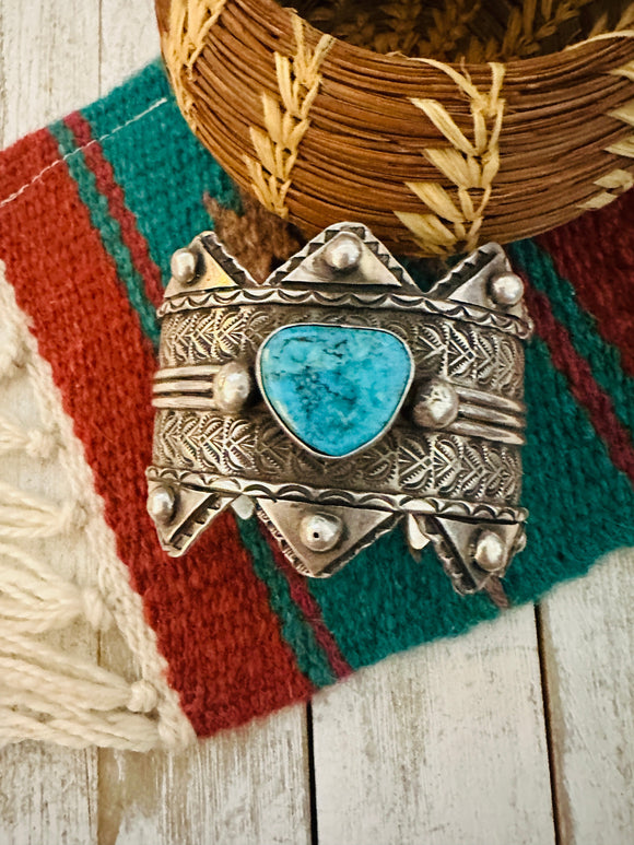 Navajo Kingman Turquoise & Sterling Silver Cuff Bracelet