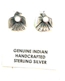 Navajo Sterling Silver & Queen Pink Thunderbird Stud Earrings