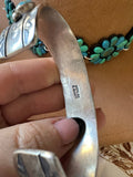 Navajo Turquoise & Sterling Silver Cuff Bracelet Signed B Shorty