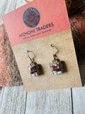 Navajo Sterling Silver & Multi Stone Inlay Dangle Earrings