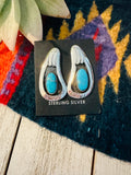 Navajo Kingman Turquoise and Sterling Silver Shadowbox Earrings