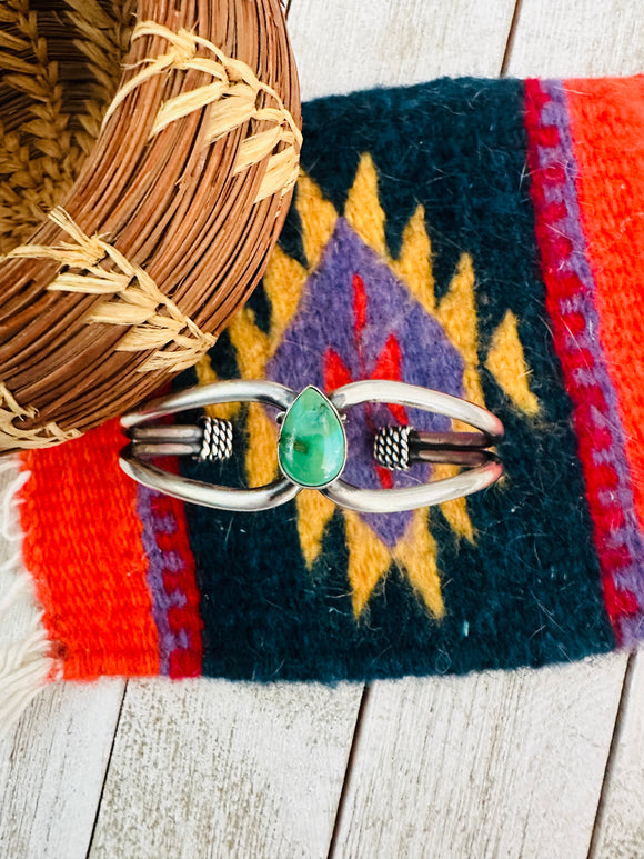 Navajo Sonoran Gold Turquoise & Sterling Silver Cuff Bracelet