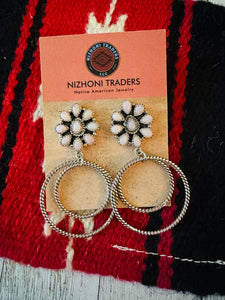 Handmade Pink Opal & Sterling Silver Hoop Earrings Signed Nizhoni