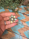 Beautiful Handmade Palomino Turquoise And Sterling Silver Cluster Adjustable Ring