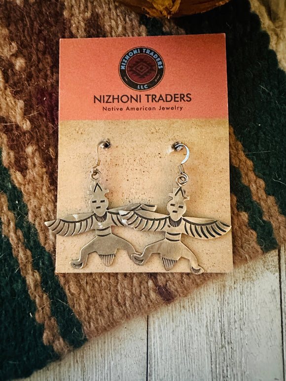 Vintage Old Pawn Navajo Sterling Silver Thunderbird Dangle Earrings