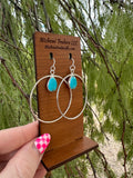 Handmade Turquoise and Sterling Silver Hoop Earrings