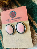 Navajo Sterling Silver & Queen Pink Conch Post Earrings