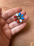 4TH OF JULY COLLECTION Handmade Red, White & Blue Fire Opal & Sterling Silver Adjustable Ring Signed Nizhoni