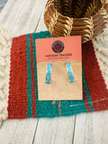 Zuni Sterling Silver & Turquoise Inlay Hoop Earrings