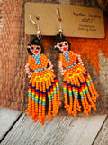 Handmade Multicolor Beaded Lady Dangle Earrings