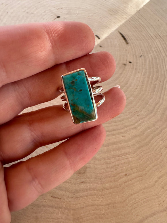 Ivy Handmade Natural Turquoise  Sterling Silver Adjustable Ring