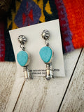 Navajo Turquoise & Sterling Silver Blossom Dangle Earrings by Jacqueline Silver