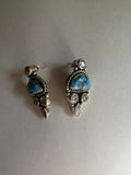 Handmade Golden Hills Turquoise, CZ and Sterling Silver Post Earrings