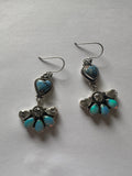 Handmade Natural Golden Hills Turquoise, CZ, Opal and Sterling Silver Dangles