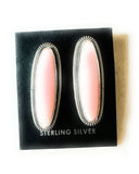 Navajo Sterling Silver & Queen Pink Conch Post Earrings by Wydell Billie