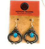 Navajo Turquoise & Sterling Silver Naja Dangle Earrings By Kevin Billah