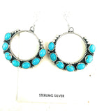 Navajo Sterling Silver & Turquoise Circle Dangle Earrings