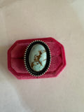 Beautiful Navajo Sterling Silver & Single Stone Golden Hills Turquoise Adjustable Ring Signed